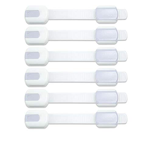 6 correas KEKU para niños con cerradura de seguridad sin herramientas o perforaciones. Tamaño ajustable para armarios, cajones, electrodomésticos, asiento de inodoro, refrigerador, horno, etc.