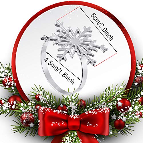 6 Piezas Anillos de Servilleta de Copo de Nieve de Navidad Anillos Soportes de Servilleta para Decoración de Mesa de Fiesta de Navidad (Plateado)