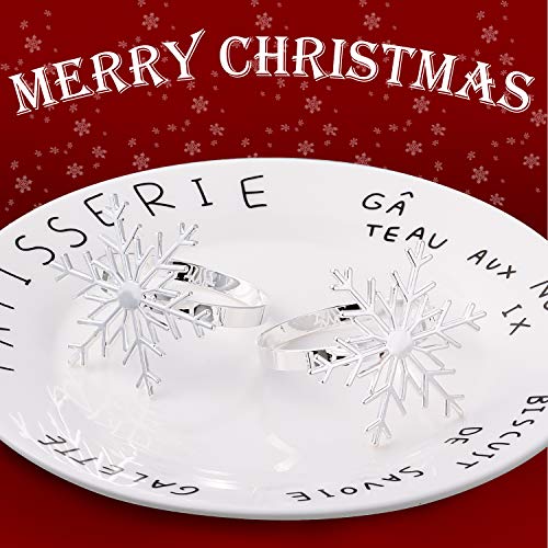 6 Piezas Anillos de Servilleta de Copo de Nieve de Navidad Anillos Soportes de Servilleta para Decoración de Mesa de Fiesta de Navidad (Plateado)