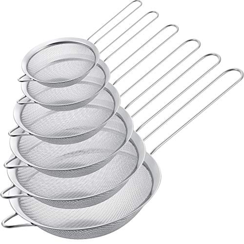 6 Piezas Coladores de Acero Inoxidable de Malla Fina Colador de Alimentos de Metal Multipropósito para Cocina Hornear Cocinar