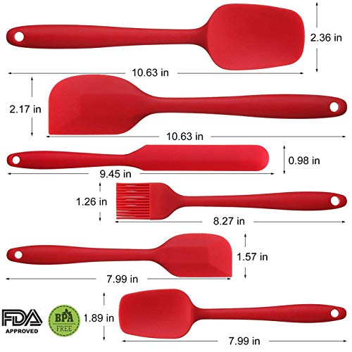 6 Piezas Espátulas de Silicona Paleta Utensilios Cocina, Protección del Medio Ambiente, No Tóxico, Antiadherente, Resistente al Calor