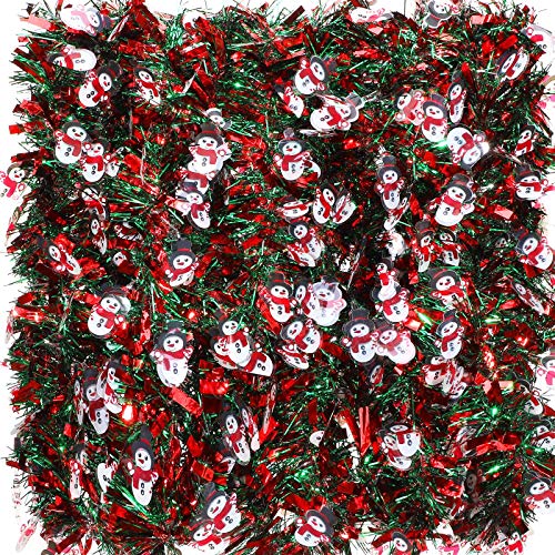 6 Piezas Guirnaldas de Oropel de Navidad de 39,4 Pies Guirnalda de Torsión Metálica de Colores Mezclados Decoración de Oropel Grueso de Muñeco de Nieve para Decoraciones de Árbol de Navidad