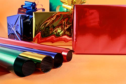 6 Rollos de Papel de Regalo - Material polipropileno Metalizado - Colores surtidos - medidas 150cm longitud x 70cm de ancho - Especial FLORISTERIAS, REGALOS.