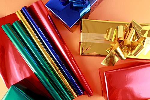 6 Rollos de Papel de Regalo - Material polipropileno Metalizado - Colores surtidos - medidas 150cm longitud x 70cm de ancho - Especial FLORISTERIAS, REGALOS.
