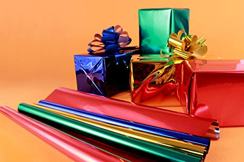 6 Rollos de Papel de Regalo - Material polipropileno Metalizado - Colores surtidos - medidas 150cm longitud x 70cm de ancho - Especial FLORISTERIAS, REGALOS.