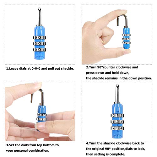 6 x Candado de Combinación, Lakind 3 dígitos Candado de Candado Maleta de Seguridad de Viaje para Maletas de Viaje Estuche para casilleros Mochila de Gimnasia Paquete (6 Pack)