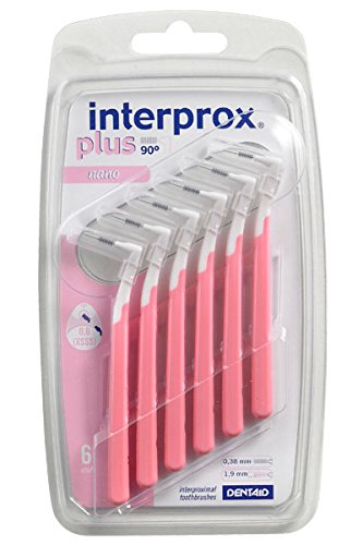 6 x Interprox Plus inter la limpieza ultrasónica de cepillos rosa Nano 6 Pack (6 x 6 unidades)