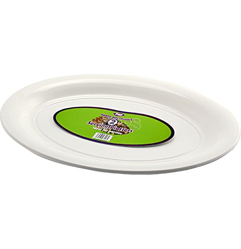 6 x platos blancos de plástico desechables, fuente ovalada/plato – 40 cm x 28 cm, ideal para compartir