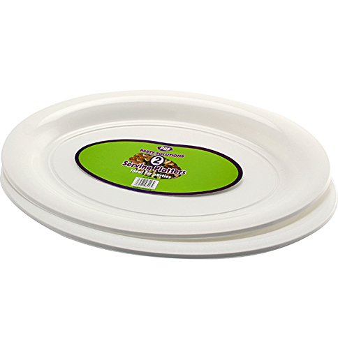 6 x platos blancos de plástico desechables, fuente ovalada/plato – 40 cm x 28 cm, ideal para compartir