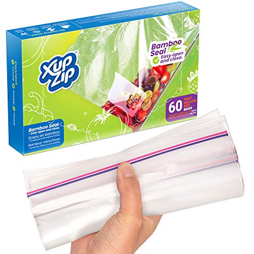 60 Bolsas de Congelados para Almacenamiento de Alimentos de XupZip™ | 2,2 Litros | Bolsas Reutilizables, Plástico de Resistencia, Libres de BPA | Para Congelar Comida, con Sello y Fáciles de Abrir