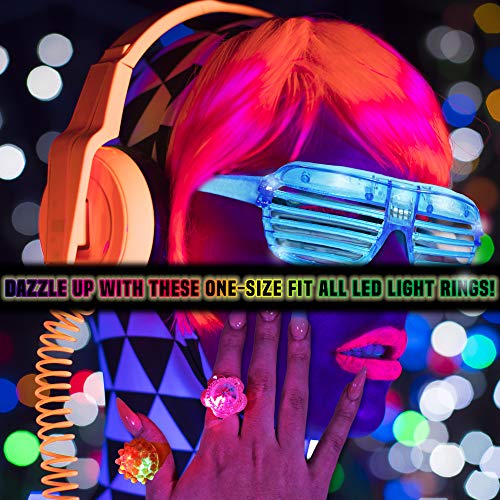 60 LED Dedos, Anillos Luces, Gafas Shutter Luz Juguetes - Neón Anillo Gafas Luminoso Juguete Creativo Y Para Fiestas Con Parpadeantes Regalos Para Cumpleaños Fiesta, Halloween niño Juguetes