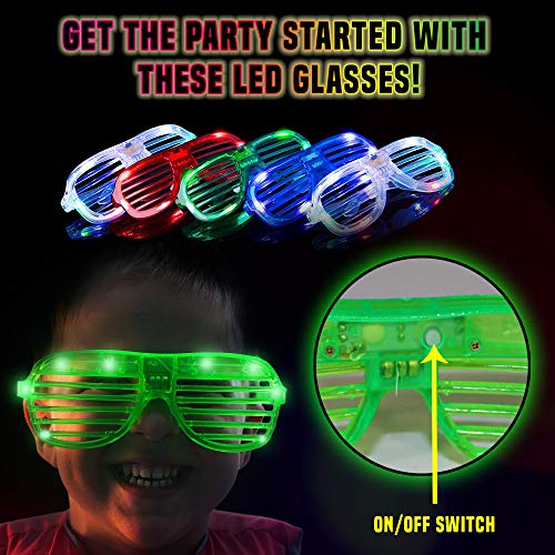 60 LED Dedos, Anillos Luces, Gafas Shutter Luz Juguetes - Neón Anillo Gafas Luminoso Juguete Creativo Y Para Fiestas Con Parpadeantes Regalos Para Cumpleaños Fiesta, Halloween niño Juguetes