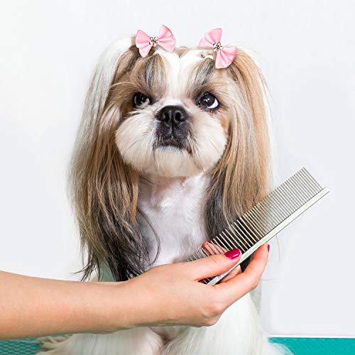 60 Piezas de Arcos de Pelo de Perro con Bandas de Goma Lazos de Pelo de Perro de Diseño Múltiple Arco Lindo Colorido Tocados de Pares de Diamantes Perla Flor Falso de Perro con Peine para Mascotas