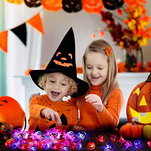 60 Piezas Decoraciones de Anillos de Flash LED Favores de Fiesta de Halloween Anillos de Goma de Dedo de Flash en Formas Varias de Calabaza Esqueleto Araña Elfos