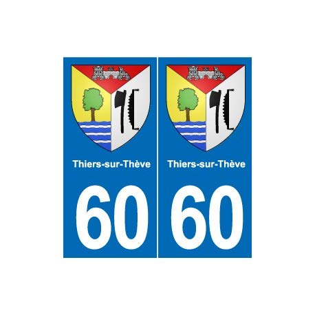 60 Thiers-sur - Adhesivo para placa de pegatinas de ciudad, color Angles: droits