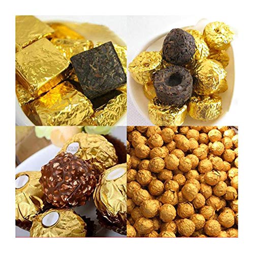 600 envoltorios de chocolate de caramelo,envoltorios de aluminio dorado,10x10cm cuadrados de aluminio de grado alimenticio,envoltorios de papel de aluminio dorado para caramelos DIY por fiestas