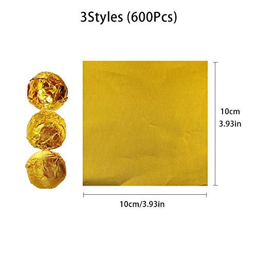 600 envoltorios de chocolate de caramelo,envoltorios de aluminio dorado,10x10cm cuadrados de aluminio de grado alimenticio,envoltorios de papel de aluminio dorado para caramelos DIY por fiestas
