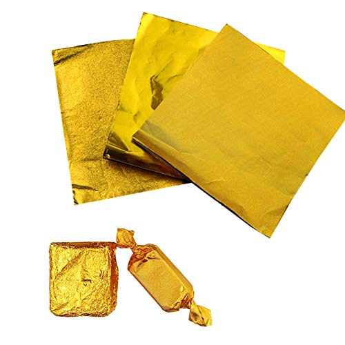 600 envoltorios de chocolate de caramelo,envoltorios de aluminio dorado,10x10cm cuadrados de aluminio de grado alimenticio,envoltorios de papel de aluminio dorado para caramelos DIY por fiestas