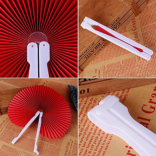 60pcs Abanico Pai Pai de Papel Plegable Redondo para Boda Fiesta Cumpleaños Ceremonia Matrimonio 5 Colores Paper Fan