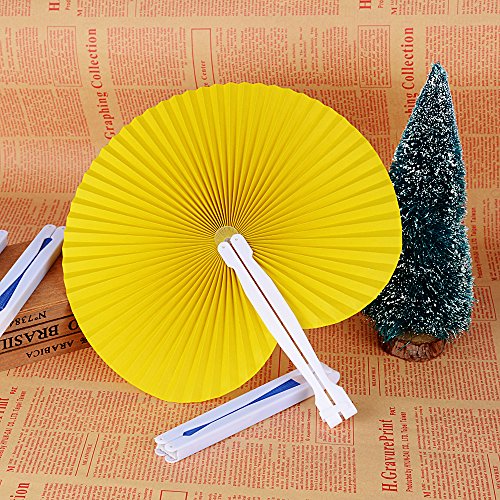 60pcs Abanico Pai Pai de Papel Plegable Redondo para Boda Fiesta Cumpleaños Ceremonia Matrimonio 5 Colores Paper Fan