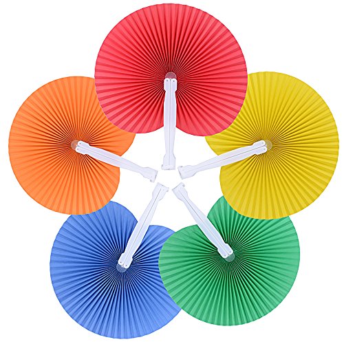 60pcs Abanico Pai Pai de Papel Plegable Redondo para Boda Fiesta Cumpleaños Ceremonia Matrimonio 5 Colores Paper Fan