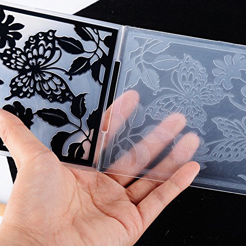 6pcs Carpetas de Relieve Estampado Estampación Plantilla Repujado Flor Plástico Molde Decoración Tartas Pasteles Diy Papel Maualidades (10.5×29.5cm)