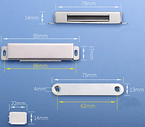 6PCS Cerradura de Taquilla Liuer Cierres magnéticos Armario Puerta Magnético Acero Inoxidable para armario de cocina imán capturas Latch hogar muebles armario 35Kg/ 75lbs (L)