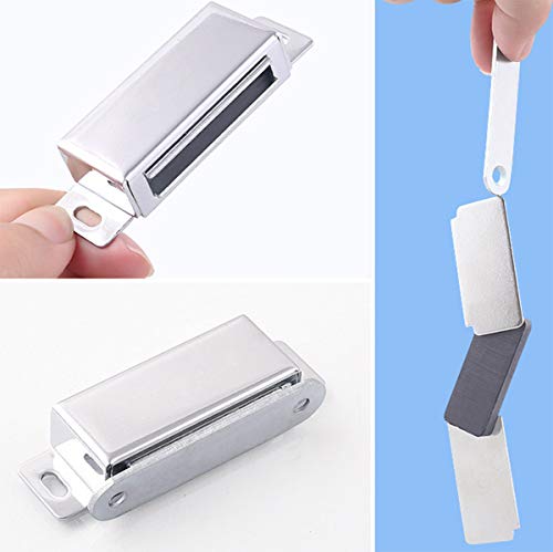 6PCS Cerradura de Taquilla Liuer Cierres magnéticos Armario Puerta Magnético Acero Inoxidable para armario de cocina imán capturas Latch hogar muebles armario 35Kg/ 75lbs (L)