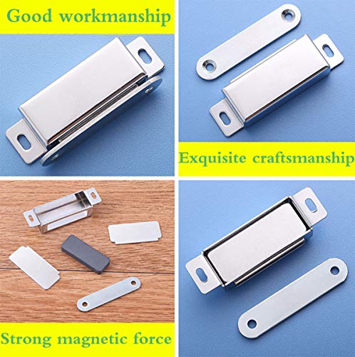 6PCS Cerradura de Taquilla Liuer Cierres magnéticos Armario Puerta Magnético Acero Inoxidable para armario de cocina imán capturas Latch hogar muebles armario 35Kg/ 75lbs (L)