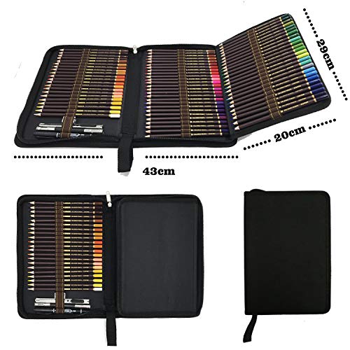 72 Lapices de Colores Profesionales,lapiz para colorear de Dibujo y Bosquejo Material de dibujo Set,Incluye Caja de Cremallera Portátil,Mejores Lápices de colores Conjunto Ideal para Adultos y Niños