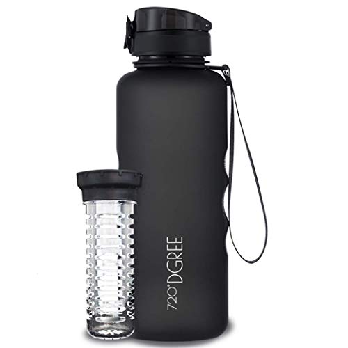 720°DGREE Botella de Agua uberBottle – 1,5 litros, 1500ml, Negro | Novedosa Botella Deportiva | Sin BPA | Ideal para niños, Fitness, Deportes, fútbol, guardería, Escuela, pequeños, antigoteo