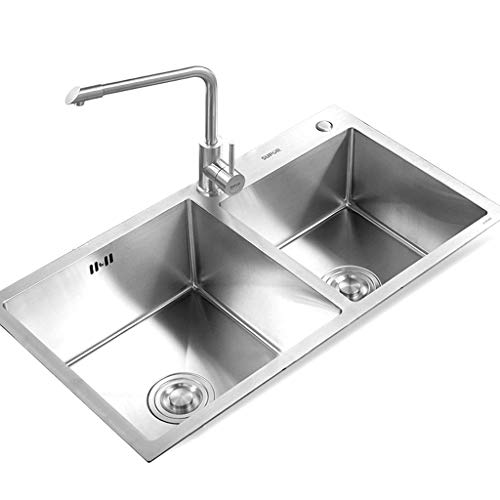 (740 * 390 mm) Cocina Rectangular Fregadero de satén Integrado Acero Inoxidable Tazón Doble Fácil de Limpiar Fregadero Fregaderos de un seno 11.22