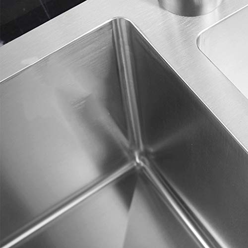 (740 * 390 mm) Cocina Rectangular Fregadero de satén Integrado Acero Inoxidable Tazón Doble Fácil de Limpiar Fregadero Fregaderos de un seno 11.22
