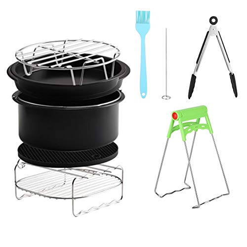 7in Universal 12Pcs Kits de freidora de aire caliente Kit de accesorios de cocina con taza de pastel Accesorios de cesta de pastel, menos aceite, menos grasa