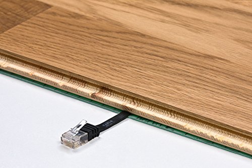 7m - CAT6a Cable de Red Plano (500 MHz) Negro - 1 Pieza - Extra Alto Rendimiento DE Datos - 7m hasta 10 GB/s Piso Flaco Compatible con CAT5 CAT6 CAT7 CAT8 compatibles Cinta Internet