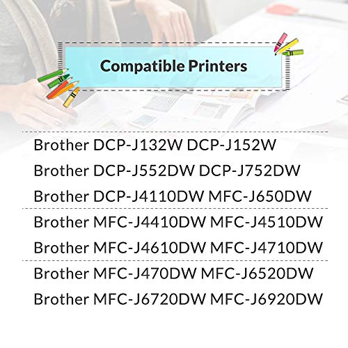 7Magic Cartucho de tinta Compatible para Brother LC123XL para Brother DCP-J132W DCP-J152W DCP-J552DW DCP-J752DW DCP-J4110DW MFC-J650DW MFC-J870DW MFC-J4410DW MFC-J4510DW MFC-J4610DW MFC-J6520DW
