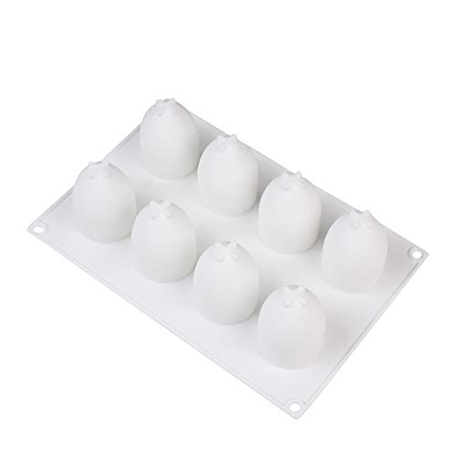 8 agujeros de Pascua de Navidad mousse de huevo molde de pastel de silicona molde 3D diy para hornear magdalena magdalenas, blanco