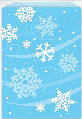 8 Navidad copo de nieve Frozen Treat bolsa Kids niños fiesta caramelos regalo favor de botín papel azul