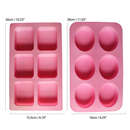 8 Pcs Jabon Silicona que Hace Moldes - 18 Unidades, Cuadrado, Redondo, Ovalado, Hecho a Mano Forma - Mollete Moldeo para Hornear, Moldes de Caramelo para Bricolaje, Artesanía (Rosa)