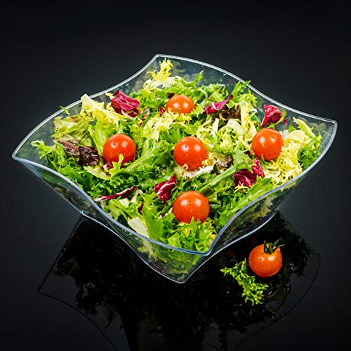8 Piezas -2500ML- Ensaladeras Desechables, Diseño Ondulado - Cuencos Bol de Plástico Transparentes - Ligero, Resistente y Reutilizable| Bocadillos Ensaladas Frutas Fiestas Cumpleaños Bodas.