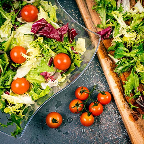 8 Piezas -2500ML- Ensaladeras Desechables, Diseño Ondulado - Cuencos Bol de Plástico Transparentes - Ligero, Resistente y Reutilizable| Bocadillos Ensaladas Frutas Fiestas Cumpleaños Bodas.