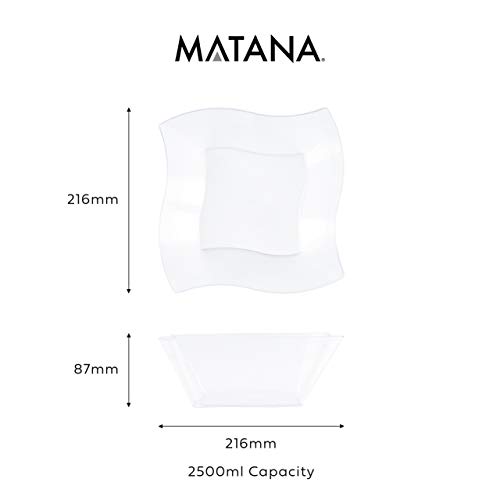 8 Piezas -2500ML- Ensaladeras Desechables, Diseño Ondulado - Cuencos Bol de Plástico Transparentes - Ligero, Resistente y Reutilizable| Bocadillos Ensaladas Frutas Fiestas Cumpleaños Bodas.
