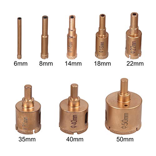 8 Piezas 6-50mm Brocas Diamante de Acero Brocas de Corte para Azulejos en Húmedo / en Seco para Perforación en Vidrio Ceramica Baldosas Mármol Granito Chapa de Yeso y de PVC