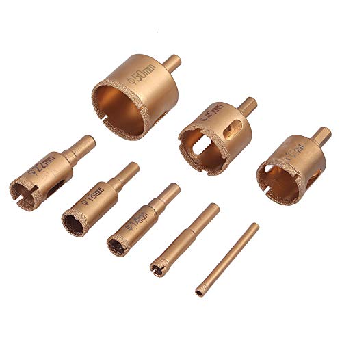 8 Piezas 6-50mm Brocas Diamante de Acero Brocas de Corte para Azulejos en Húmedo / en Seco para Perforación en Vidrio Ceramica Baldosas Mármol Granito Chapa de Yeso y de PVC
