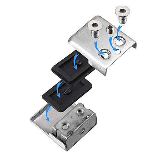 8 Piezas Abrazaderas de Cristal Clips de Vidro Cuadrado Acero Inoxidable 304 Glass Clamp Abrazaderas para Barandilla Estante Pasamano-Satinado 8-10mm