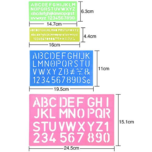 8 Piezas Plantilla de Letras, BESTZY Plantilla de Alfabeto Plantillas de Dibujo de Plástico Conjunto para Niños, Dibujo Plantilla Stencil para Niños Aprender Viaje Regalo