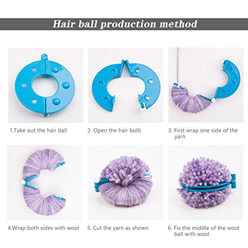 8 Piezas Plástico Pompón Hacedor kit Hacer Pompones de herramientas 4 Tamaños Pom Pom Maker Pompones fáciles equipo de herramientas con tijeras para hacer bolas tejer manualidades tejer hacer punto
