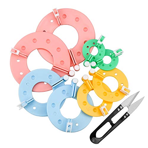 8 Piezas Plástico Pompón Hacedor kit Hacer Pompones de herramientas 4 Tamaños Pom Pom Maker Pompones fáciles equipo de herramientas con tijeras para hacer bolas tejer manualidades tejer hacer punto