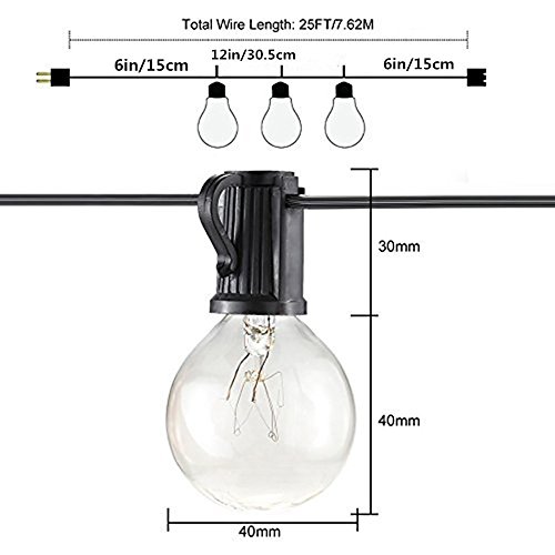 9 Metros Guirnaldas luminosas de exterior,[Versión actualizada] OxyLED G40 Luces de la secuencia del jardín al aire libre,Decorative String Luces de patio,Garden Terrace Luces de patio de Navidad