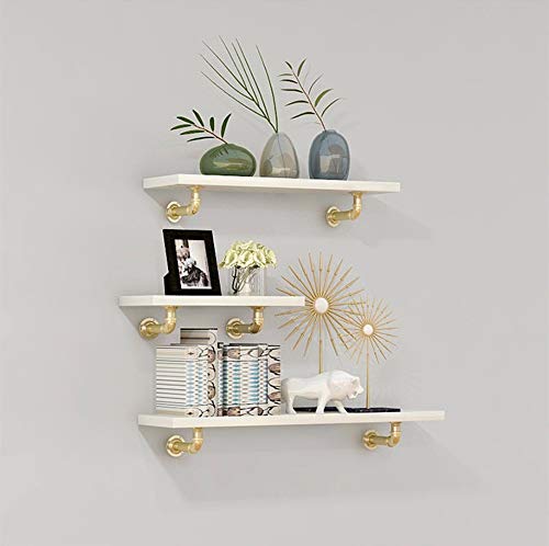 90GJ Estilo Retro Industrial De TuberíAs De Agua De Cierre Cremallera Hogar Que Viven Pared del Dormitorio Sala De EstanteríAs Simple Palabra EstanteríAs EstanteríA De Oro120 * 20cm
